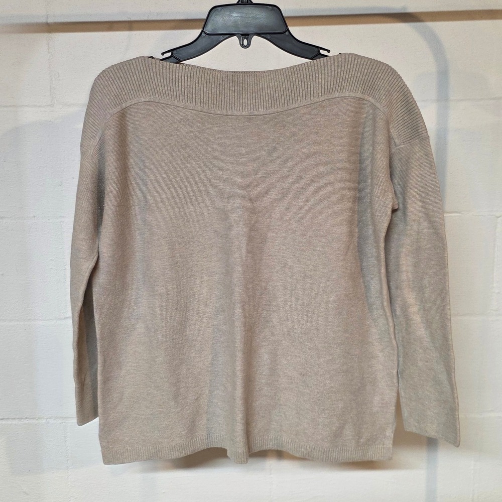 J. Jill Cotton Pullover Boat-Neck Sweater Tan Neutral Minimalist Petite Women SP
